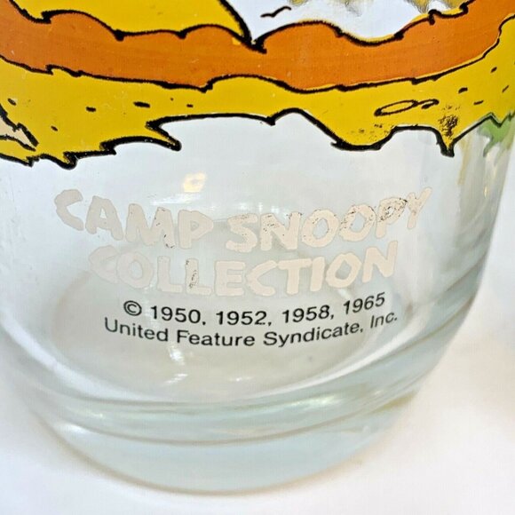 Two McDonalds ORIGINAL 1970S Peanuts Camp Snoopy Collection Glasses Charlie Brow - Picture 5 of 12